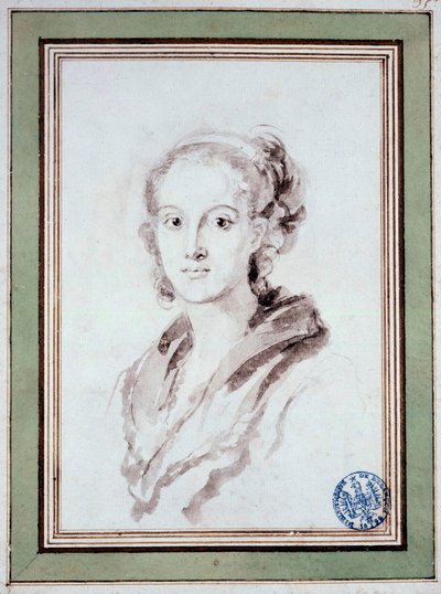 Portræt af Marguerite Gerard (1767-1837) fransk maler, svigerinde til Fragonard Tegning i vask af Jean Honore Fragonard (1732-1806) 1800 omkring Besancon, Musee des Beaux Arts af Jean Honore Fragonard