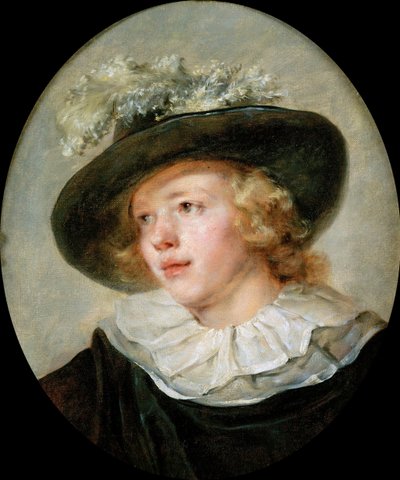 Portræt af en ung dreng med en fjerhat, ca. 1786-88. af Jean Honore Fragonard