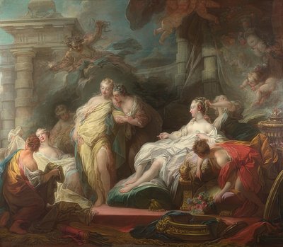 Psyche viser gaver fra Amor til sine søstre. 1753 af Jean Honore Fragonard
