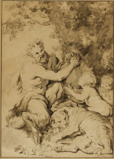 Satyr presser druer ved siden af en tiger af Jean Honore Fragonard