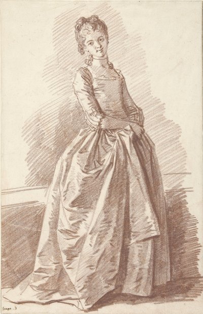 Ung kvinde stående, med ansigtet af Jean Honore Fragonard