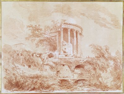 Sybilens tempel i Tivoli (rødt kridt på papir) af Jean Honore Fragonard