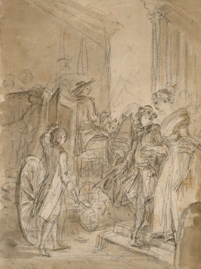 The Departure by Coach, c.1780-89 af Jean Honore Fragonard