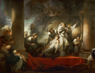 Ypperstepræsten Coresus ofrer sig selv for at redde Callirhoe af Jean Honore Fragonard