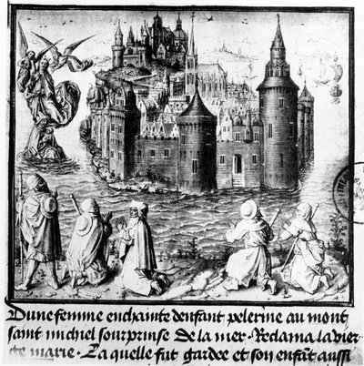 Gravid kvinde på pilgrimsrejse til Mont Saint-Michel bliver fanget af tidevandet, men reddes mirakuløst gennem Jomfru Marias indgriben af Jean I Le Tavernier