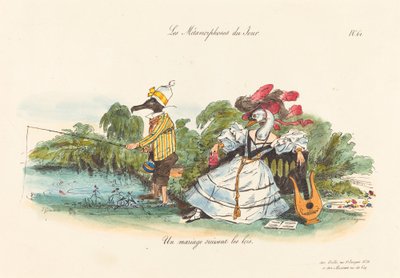 Dagens metamorfoser: Et konventionelt ægteskab af Jean Ignace Isidore Grandville