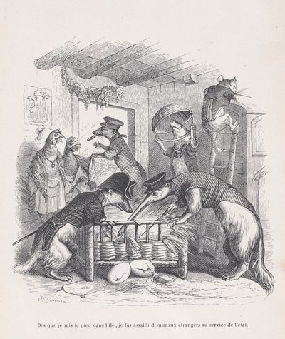 Så snart jeg satte foden på øen... fra Scener fra det private og offentlige liv..., ca. 1837-47. af Jean Ignace Isidore Gérard