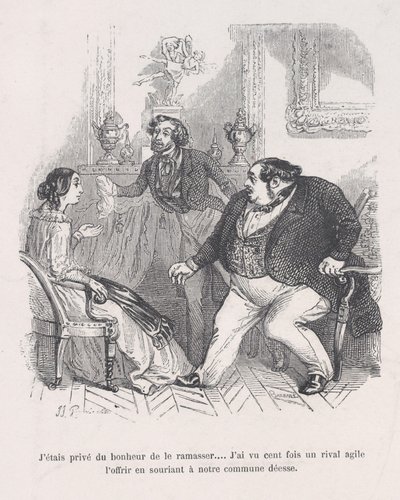 Jeg blev berøvet lykken ved at tage den op... Jeg så hundrede gange et adræt rival tilbud..., 1843. af Jean Ignace Isidore Gérard