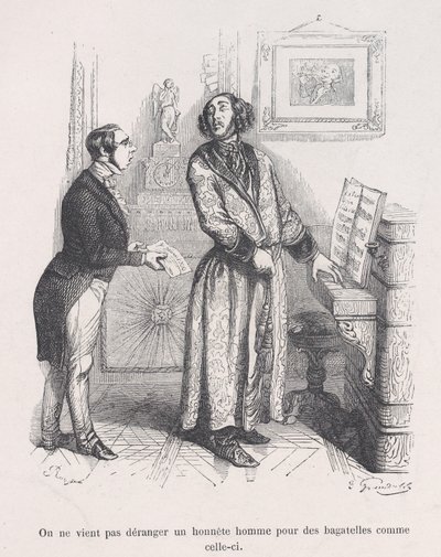 Man generer ikke en ærlig mand med småting som denne. fra The Little Miserie of Huma..., 1843. af Jean Ignace Isidore Gérard