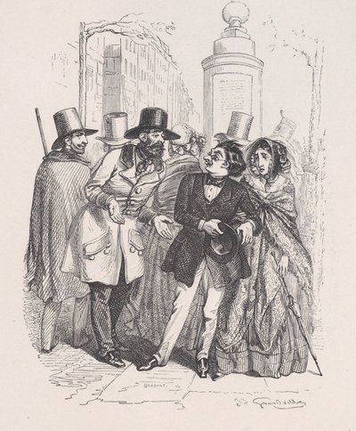 Man ville kunne give dig skylden i tre år, hvis du tabte hatten. fra den lille M..., 1843. af Jean Ignace Isidore Gérard