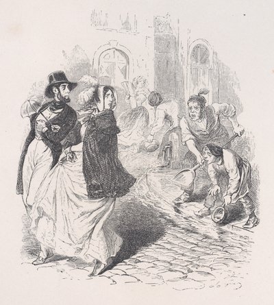 Kun overalt er vandhaner, vandkander af enhver form, skovle og potter af enhver størrelse..., 1843. af Jean Ignace Isidore Gérard