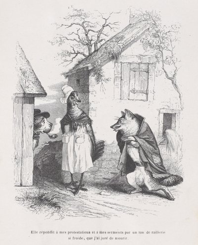Hun reagerede på mine protester og eder med en tone af hån så kold, at jeg svor ..., ca. 1837-47. af Jean Ignace Isidore Gérard