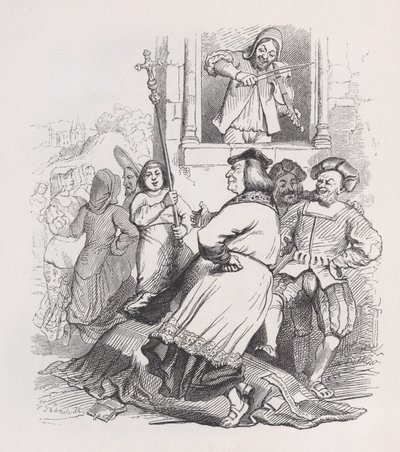 The Fiddler of Meudon fra The Complete Works of Béranger, 1836. af Jean Ignace Isidore Gérard
