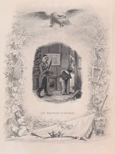 Skolemesteren fra Bérangers sange, 1829. af Jean Ignace Isidore Gérard