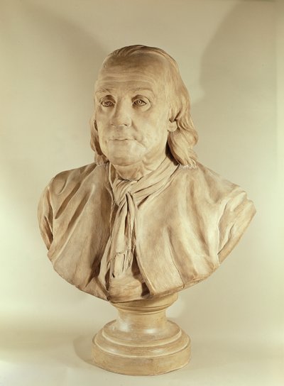 Buste af Benjamin Franklin (terracotta) af Jean Jacques Caffieri