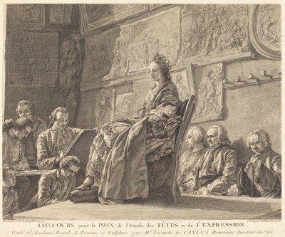 Konkurrence om prisen for studiet af hoveder og udtryk af Jean Jacques Flipart after Charles Nicolas Cochin II