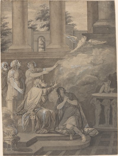 Pallas Athene i form af en fugl, der forlader Nestor og Telemachus af Jean Jacques François Le Barbier I