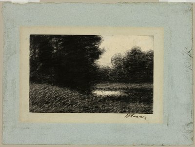Landskab med en dam af Jean Jacques Henner