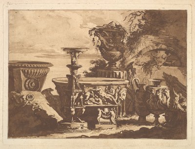 Komposition med Medici-vasen, fra Recueil de Compositions par Lagrenée Le Jeune Coll..., 1782. af Jean Jacques Lagrenee