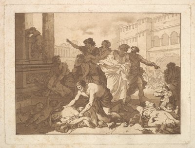 La Peste chez les Philistines Plague Among the Philistines, i et album indeholdende R..., 1782-1821. af Jean Jacques Lagrenee