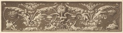 Prydfrise med putti og sammenflettede slanger, fra Recueil de Différentes Compositi..., 1784. af Jean Jacques Lagrenee
