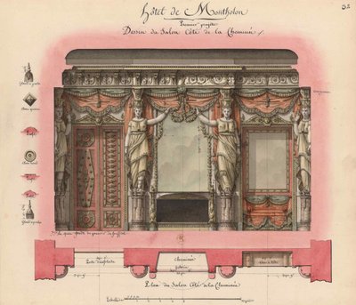 Hotel Montholon. Salonprojekt, 1786. af Jean Jacques Lequeu