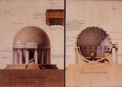 The Temple of the Earth - Elevation and Cutting af Lequeu af Jean Jacques Lequeu
