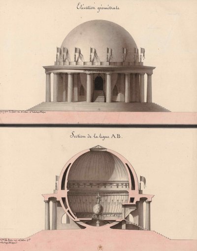 Forhøjelse af et tempel til lighed, for filosoffens have. af Jean Jacques Lequeu