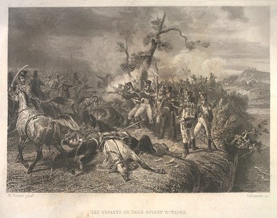 Kamp mellem russiske tropper og fransk kavaleri nær Ostrovno 25.-26. juli 1812 af Jean Jacques Outhwaite