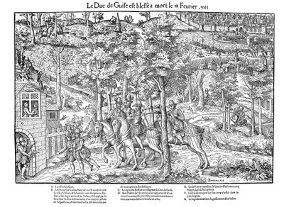 Mordet på Francois de Lorraine, Duc de Guise, franske religionskrige, 18. februar 1563 1570. af Jean Jacques Perrissin