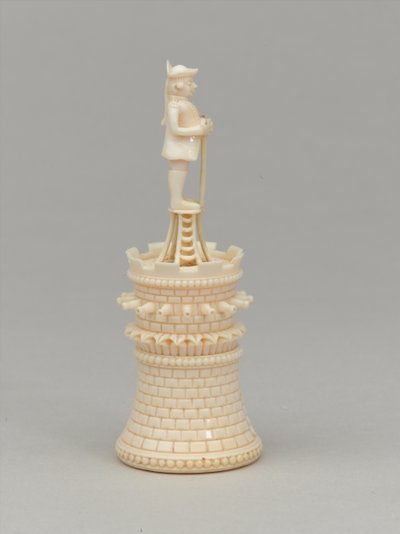 Hvidt tårn, skakbrik, Indien, 1820 ca af Jean Jacques Scherrer