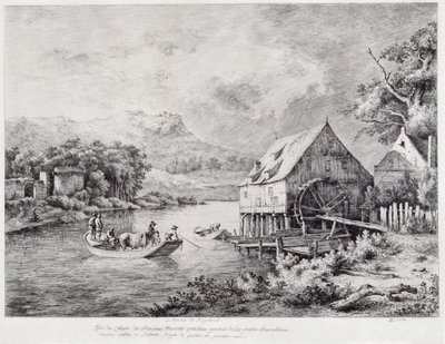 En mølle på bredden af floden, 1774 af Jean Jacques de Boissieu