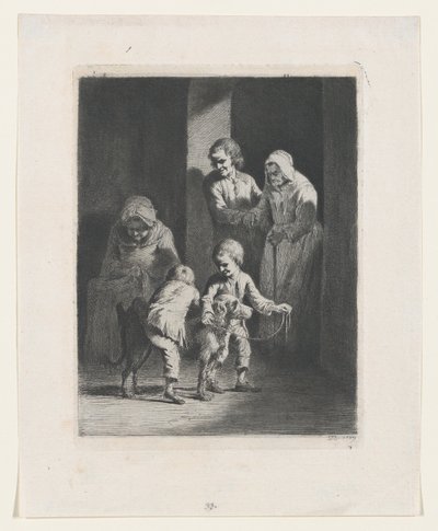 Børn leger med en hund, 1789. af Jean Jacques de Boissieu
