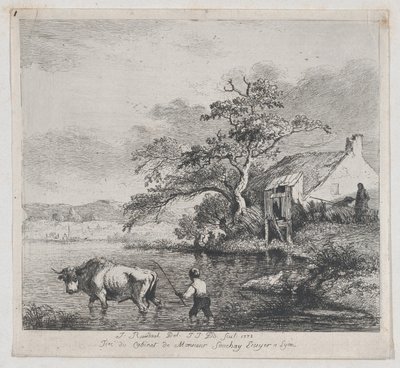 Hyrde og Tyr, efter Ruisdael, 1772. af Jean Jacques de Boissieu
