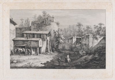 Landskab med beslagsmed, Udsigt over Terrebasse, Frankrig, 1808. af Jean Jacques de Boissieu