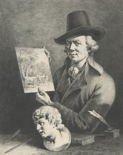 Selvportræt med køer, 1796. af Jean Jacques de Boissieu