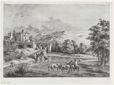 Udsigt over Vesta-templet, 1774. af Jean Jacques de Boissieu