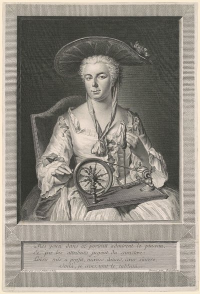Madame Arlon Spinning Silke af Jean Joseph Balechou, after Jacques Andre Joseph Camelot Aved