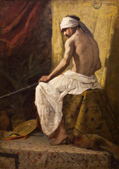 Arabe asis, ingen dato. (Olie på lærred) af Jean Joseph Benjamin Constant