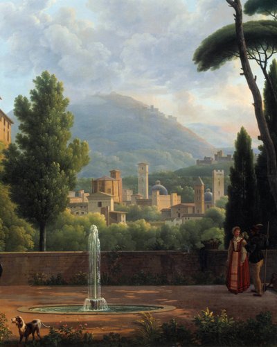 Landskabet har springvandsdetaljen af et maleri af Joseph Bidault (1758-1846). 1821 Valencia. Museum for Skønne Kunster af Jean Joseph Bidault