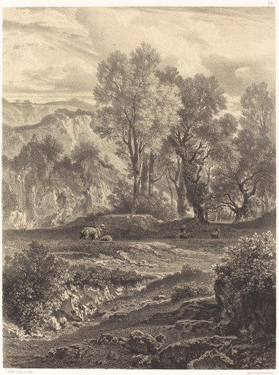 Landskab med får af Jean Joseph François Bellel