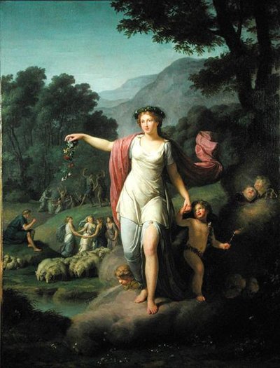 Fjeder (olie på lærred) af Jean Joseph Taillasson