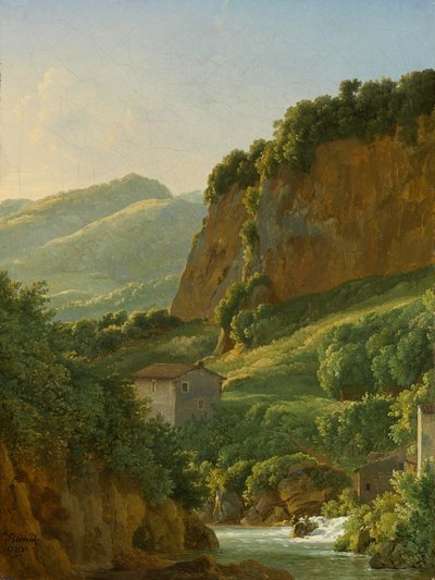 Udsigt over klosteret San Cosimato nord for Rom. af Jean Joseph Xavier Bidauld