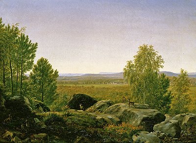 Landskab ved daggry (olie på lærred) af Jean Joseph Xavier Bidauld