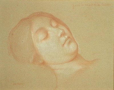 Studie til Jomfruens død (rødt kridt forhøjet med hvidt på papir) af Jean Jules Antoine Lecomte du Nouy