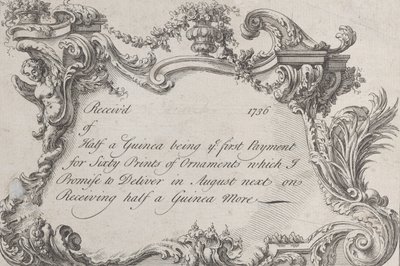 Fagkort for Frazer, hærtrykker, brevskriver og bogbinder, 1736. af Jean La Rocque