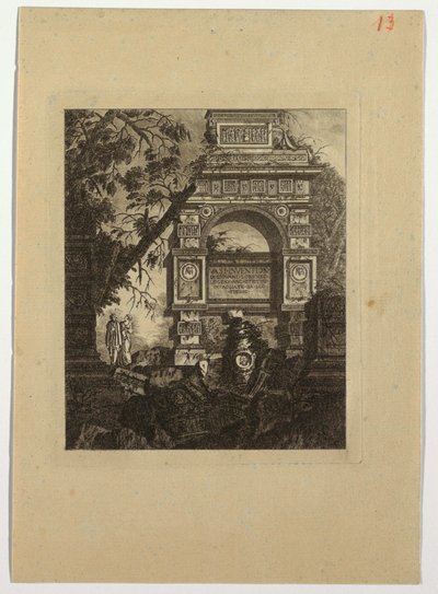 Frontispice, vasi-opfindelse, fra "Samling af forskellige emner af vaser, grave, ruiner og springvand, nyttige for kunstnere..." af Jean Laurent Legeay