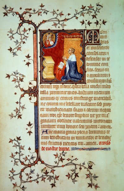 Hertug John I af Berry (1340-1416) bad foran Gud, som velsignede ham Miniature fra manuskriptet (ms. lat. 18014) "The Little Hours of John of Berry"" oplyst af John the Black, ca. 1375. Paris, B.N. af Jean Le and workshop (attr. to) Noir