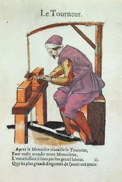 The Wood Turner (farvegravering) af Jean Leclerc