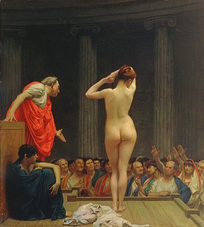 Et romersk slavemarked af Jean Leon Gerome